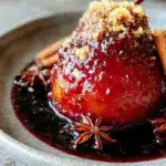 dark academia mulled wine poached pears - featured image