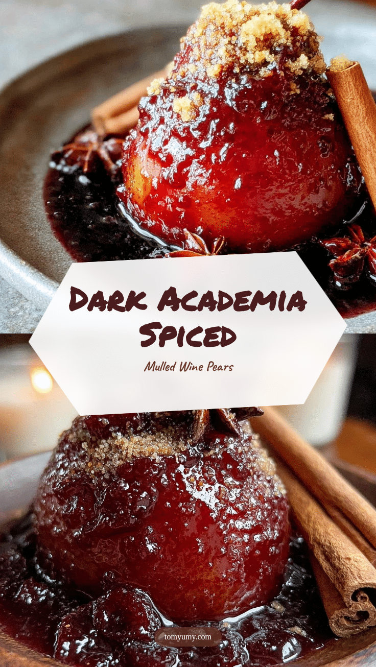 dark academia mulled wine poached pears recipe