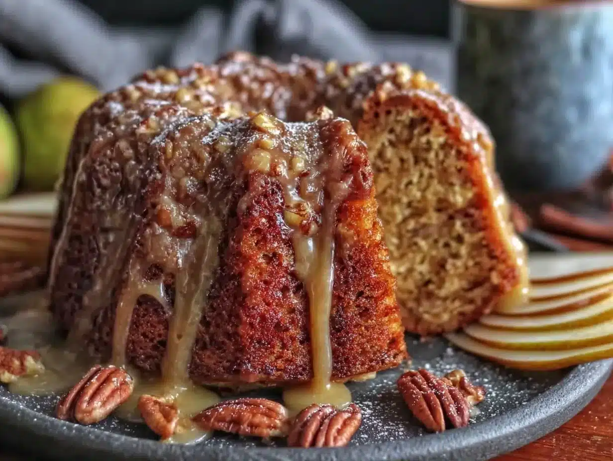 dark academia spiced pear and walnut cake preparation steps