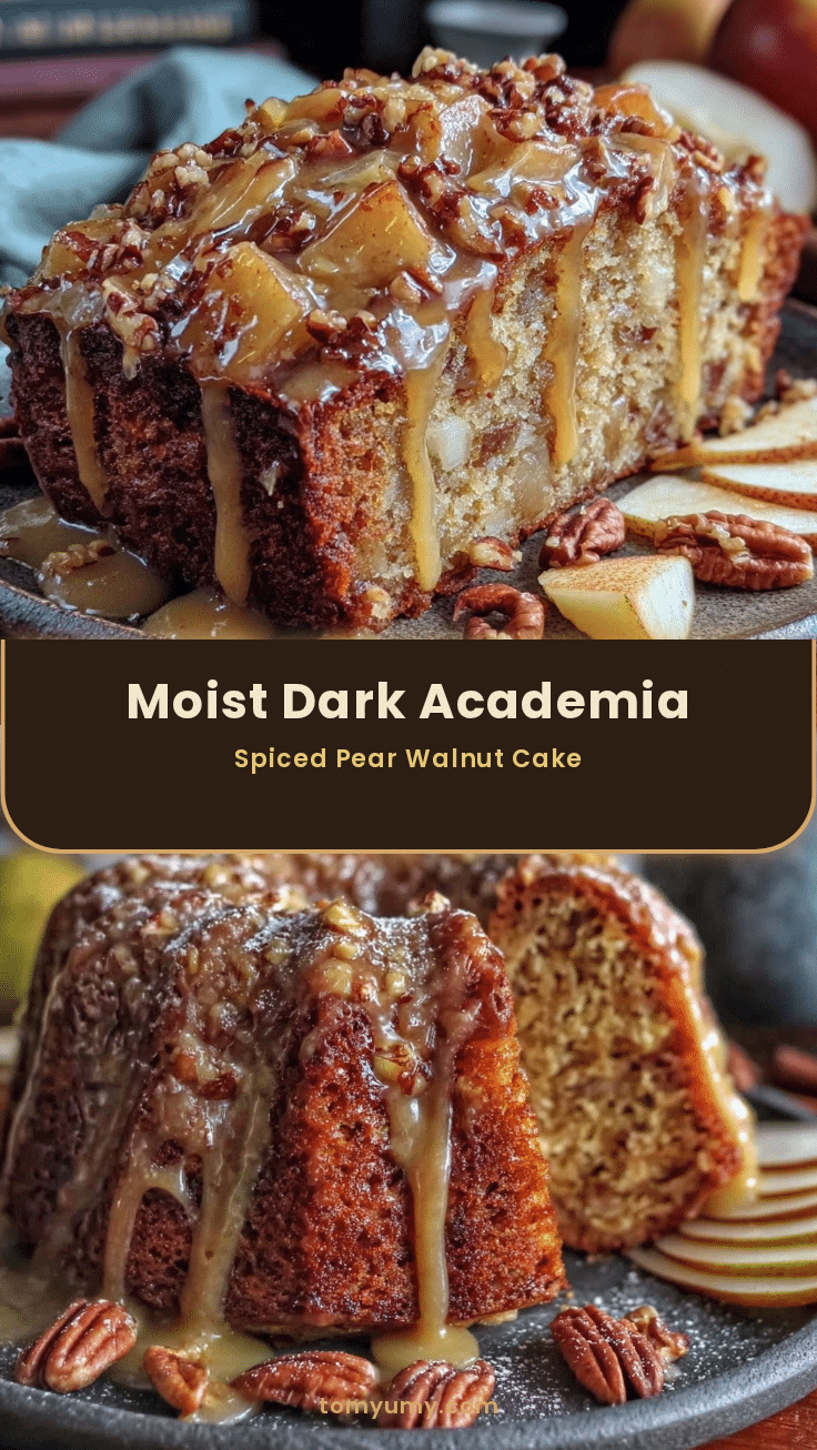dark academia spiced pear and walnut cake recipe