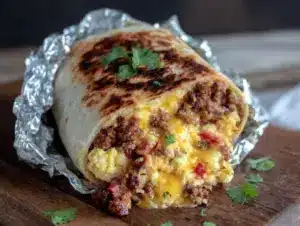 easy loaded breakfast burrito meal prep - featured image