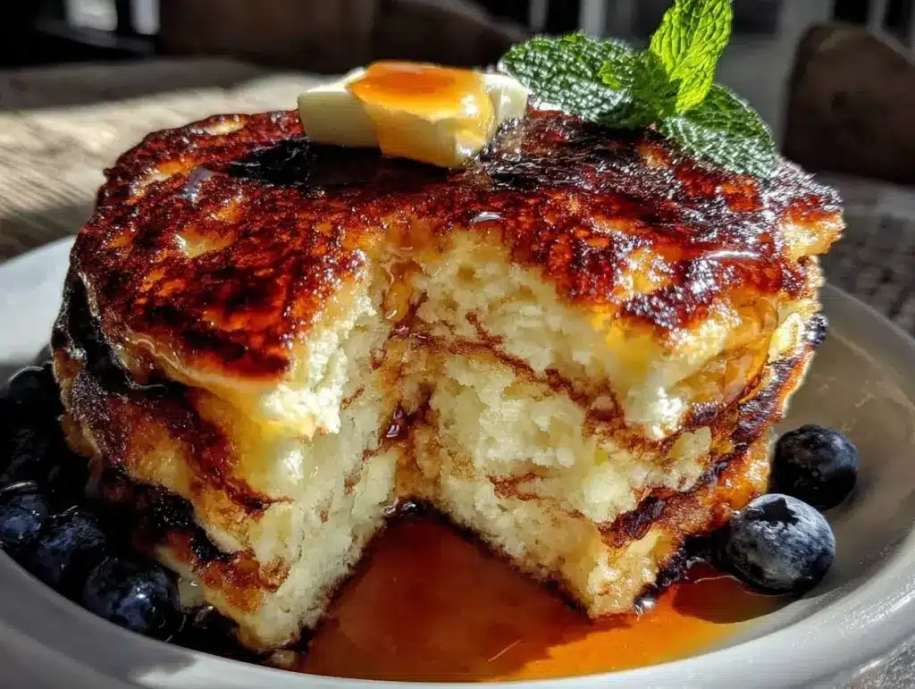 fluffy buttermilk pancake stack - featured image