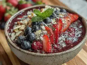 fresh anti-inflammatory berry smoothie bowl - featured image