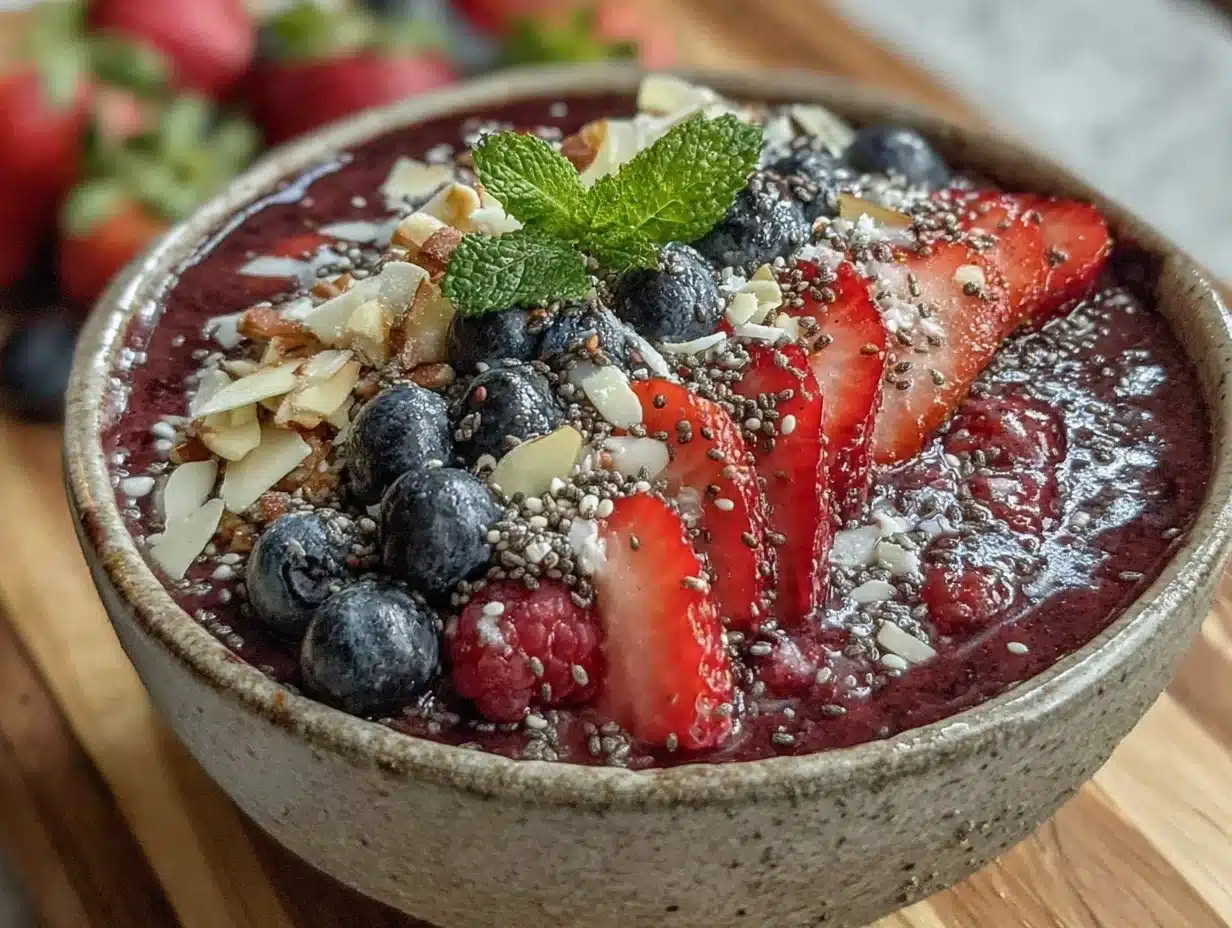 fresh anti-inflammatory berry smoothie bowl - featured image