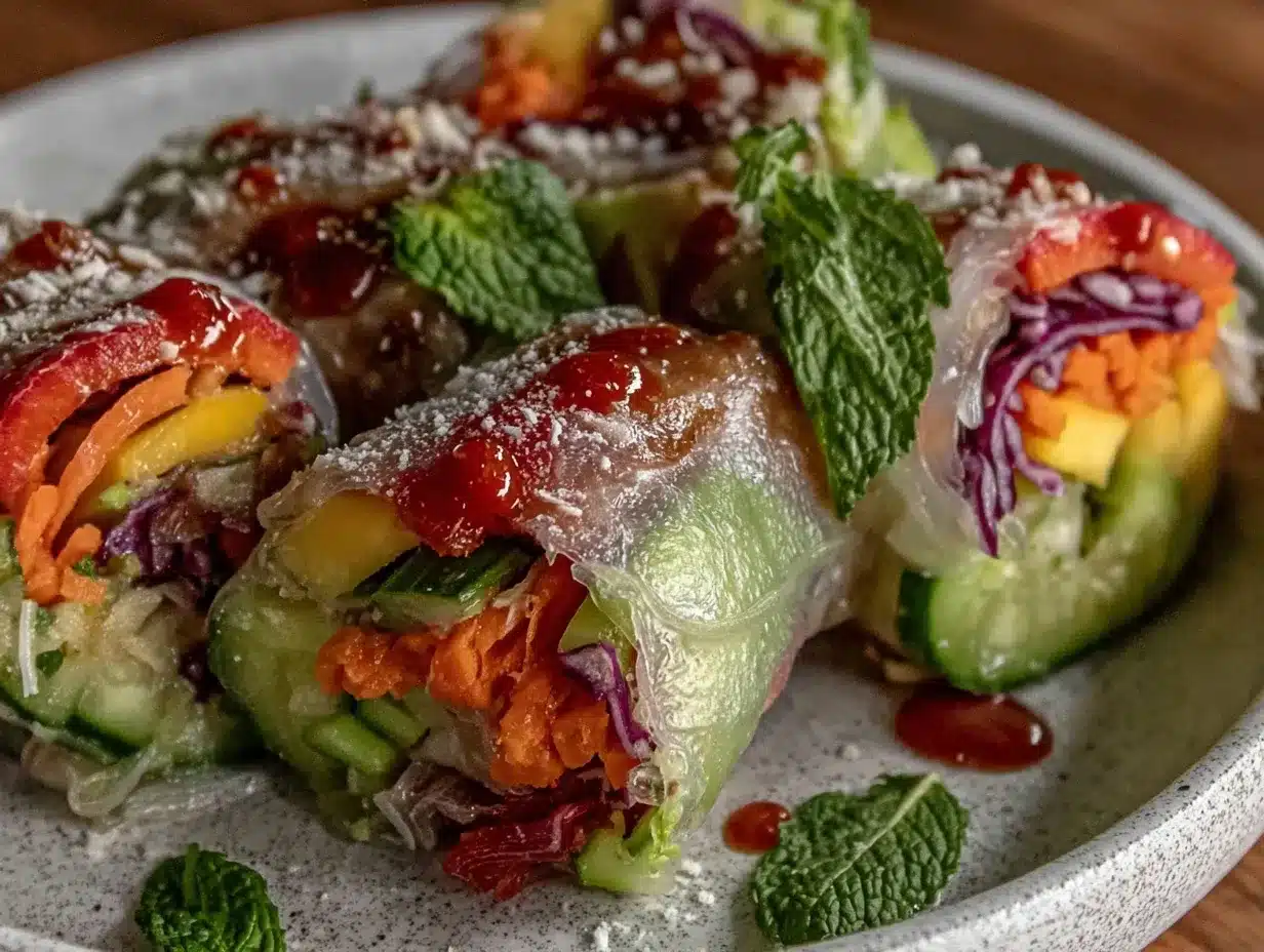 fresh rainbow veggie spring rolls preparation steps