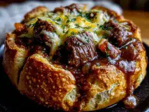 Guinness beef stew cheddar bread bowl - featured image