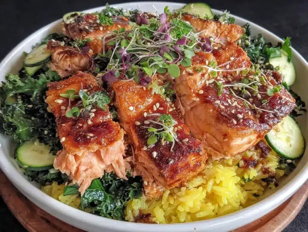 healthy anti-inflammatory salmon bowl - featured image