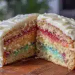 hidden rainbow layer cake - featured image