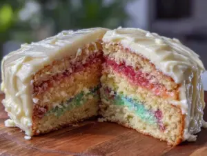 hidden rainbow layer cake - featured image