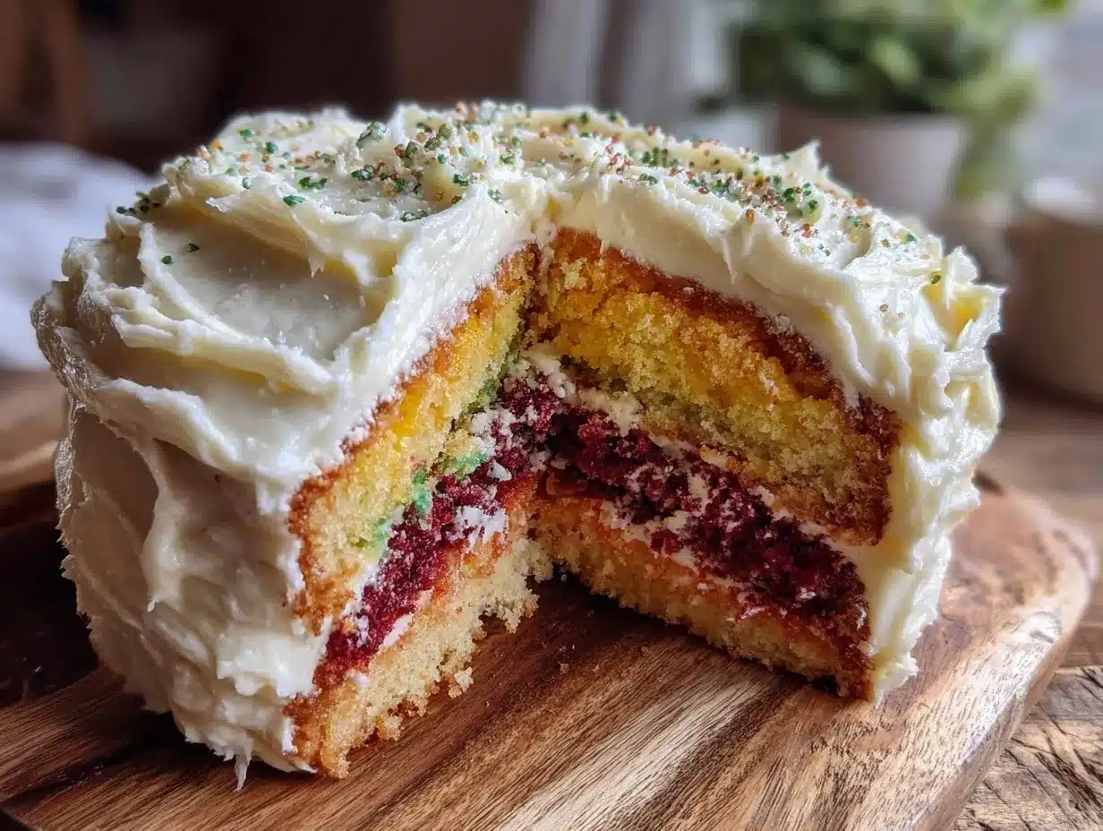 hidden rainbow layer cake preparation steps