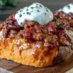 leftover chili baked sweet potato - featured image