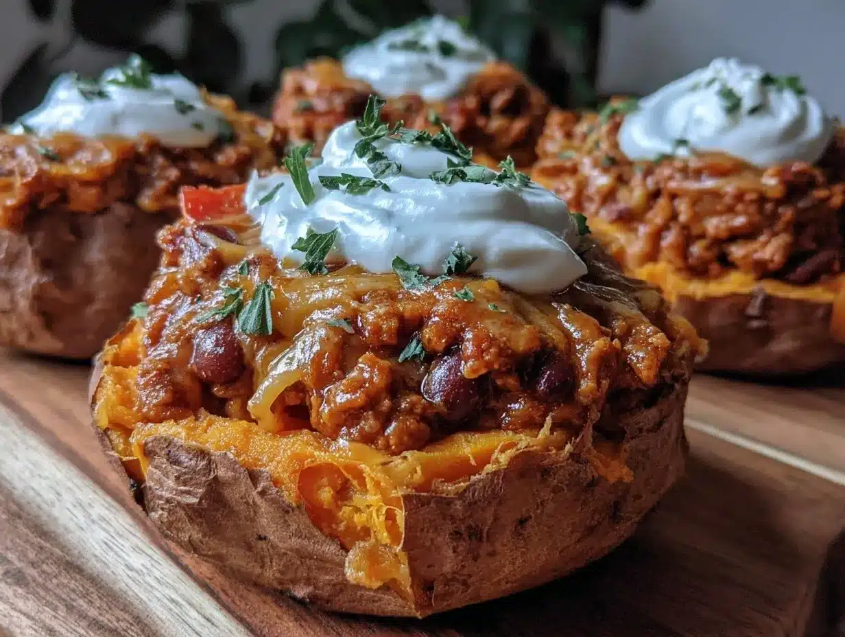 leftover chili baked sweet potato preparation steps