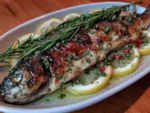 lemon herb roasted branzino - featured image