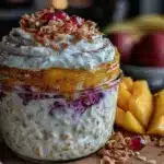 overnight oats with mango and greek yogurt - featured image