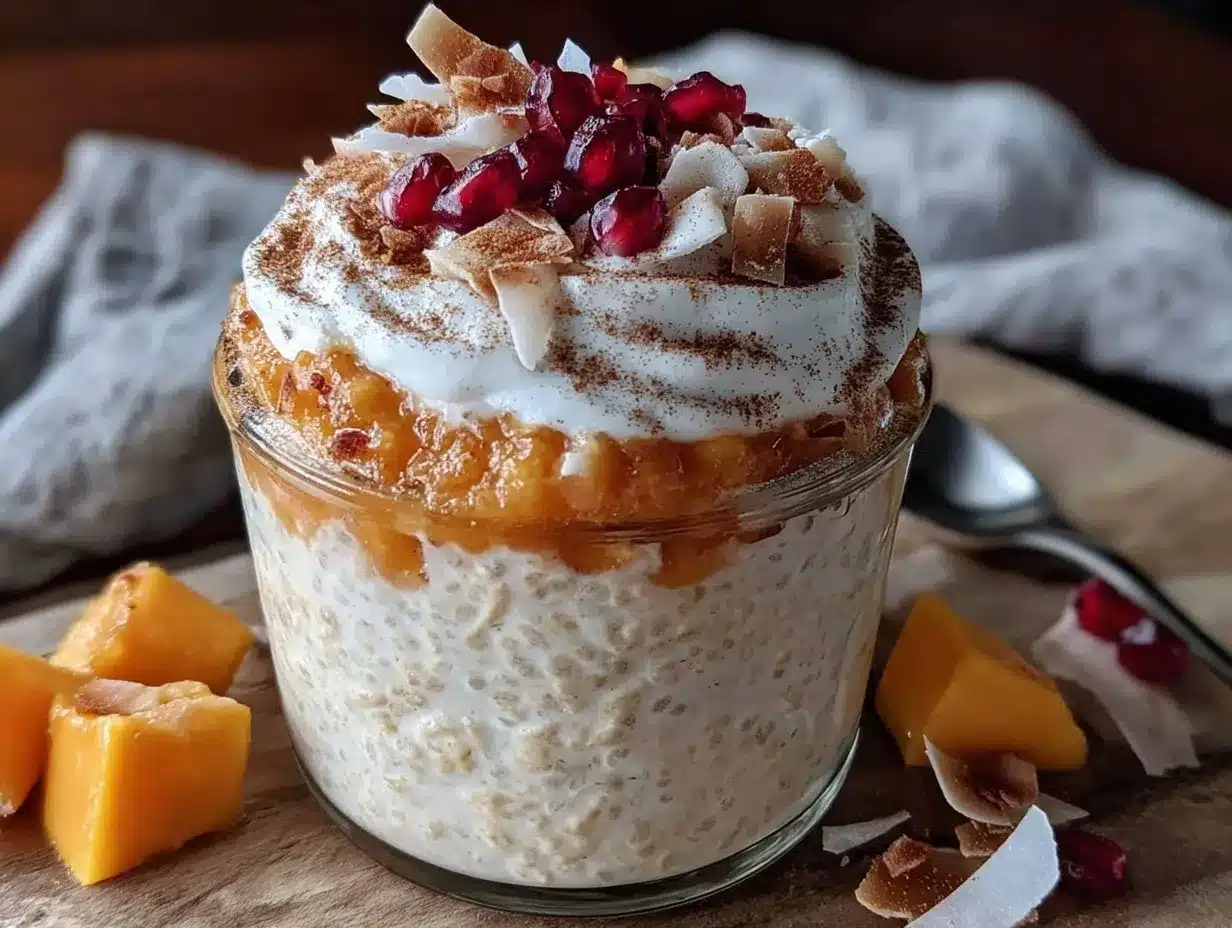 overnight oats with mango and greek yogurt preparation steps