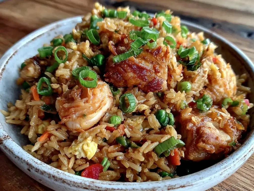 quick crispy rotisserie chicken fried rice - featured image