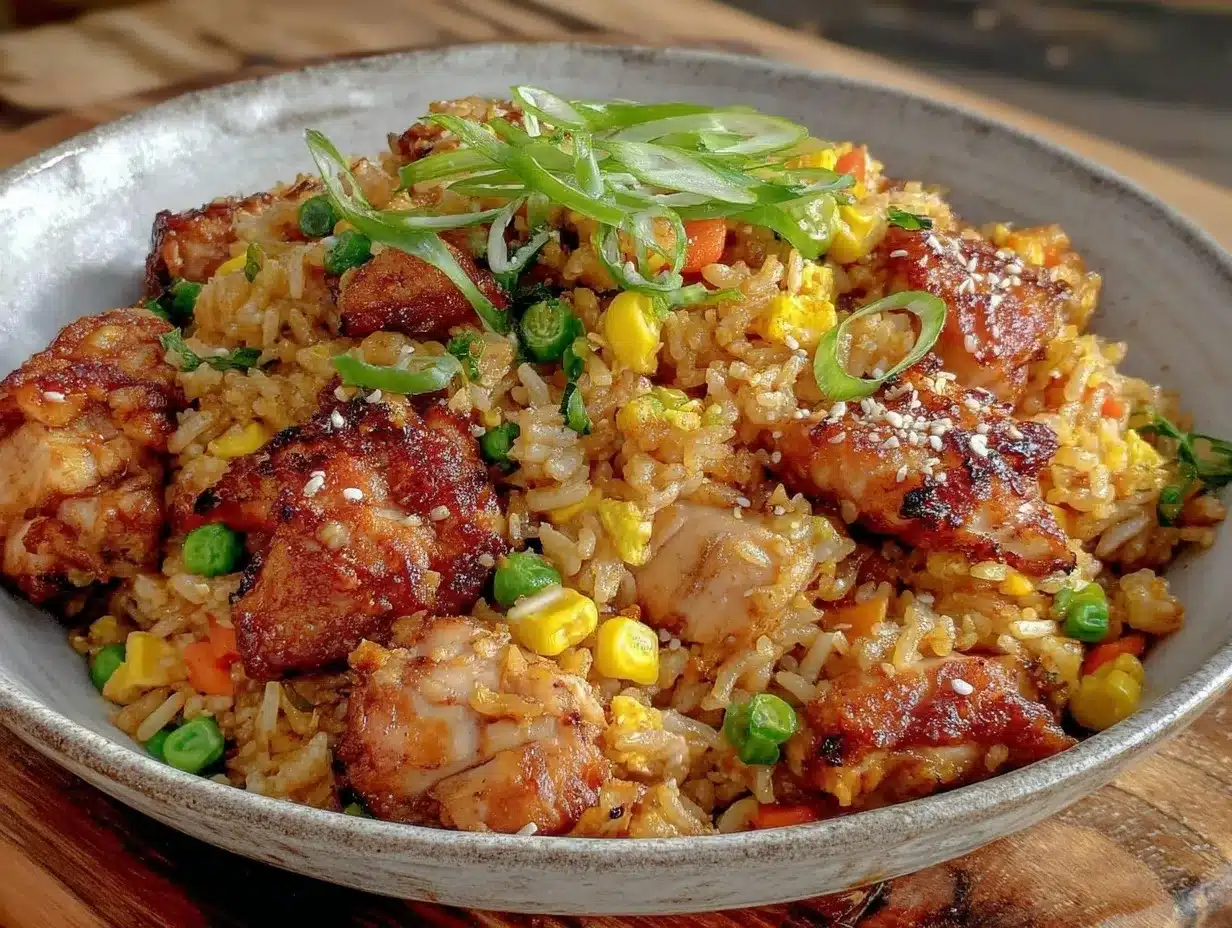 quick crispy rotisserie chicken fried rice preparation steps