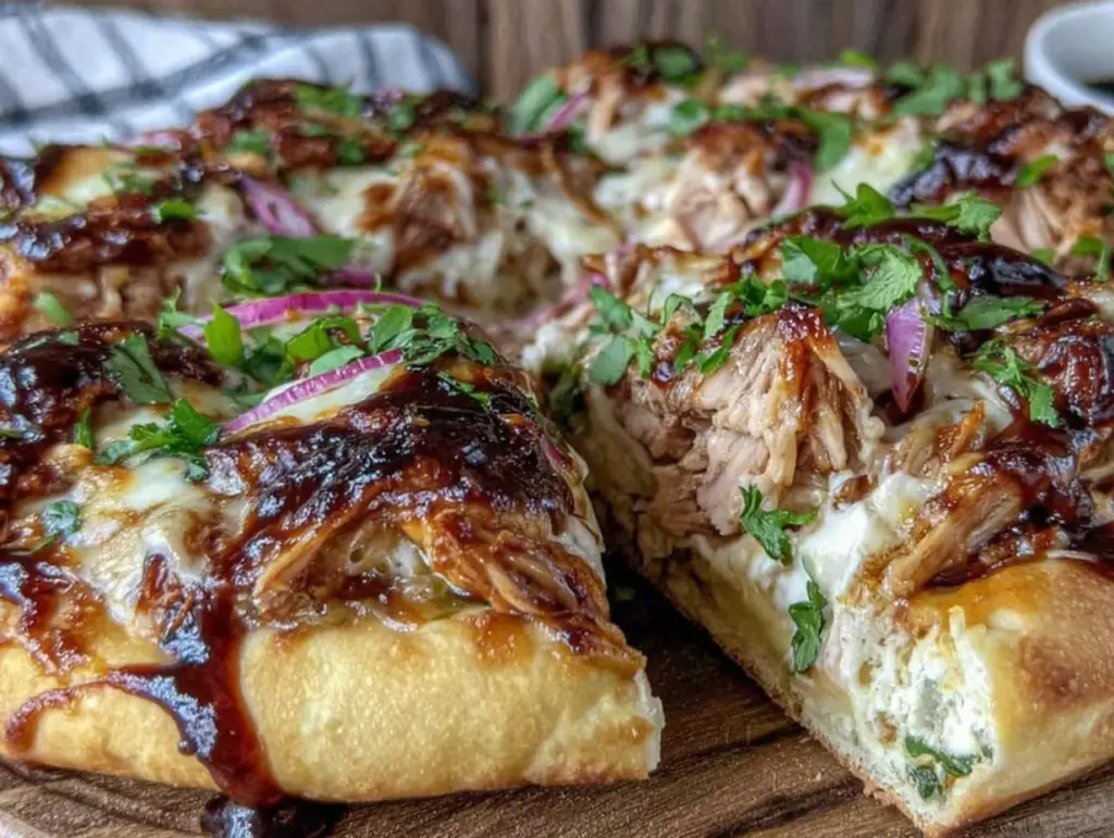 rotisserie chicken bbq pizza on naan bread - featured image