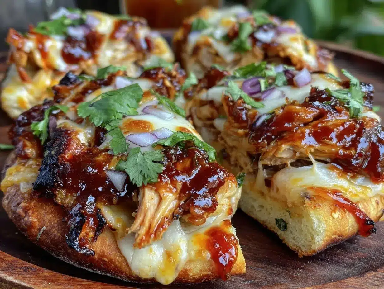 rotisserie chicken bbq pizza on naan bread preparation steps