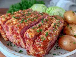 slow cooker corned beef and cabbage - featured image