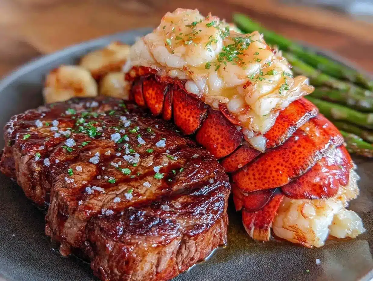 steak and lobster surf and turf dinner for two - featured image