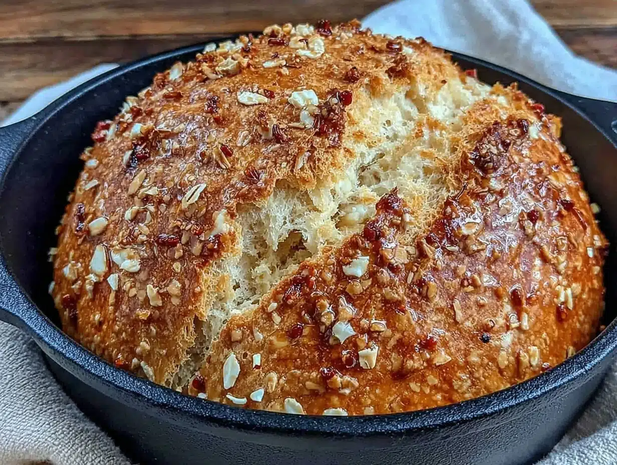wildflower honey oat dutch oven bread - featured image