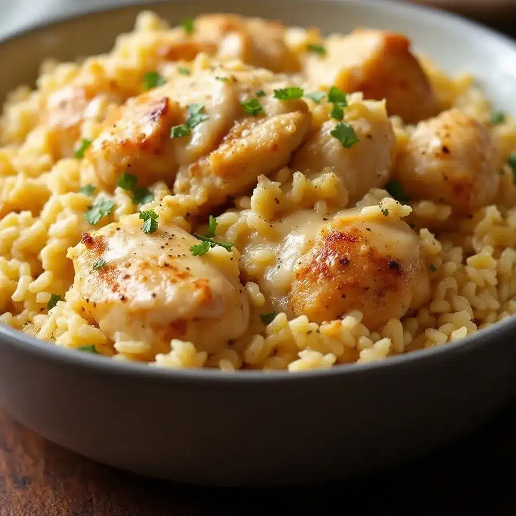 creamy garlic parmesan chicken & rice preparation steps