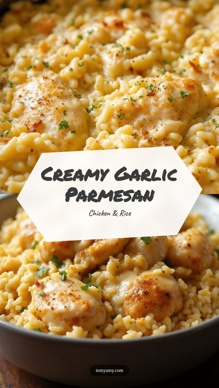 creamy garlic parmesan chicken & rice recipe