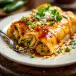 creamy hatch green chile chicken enchiladas - featured image