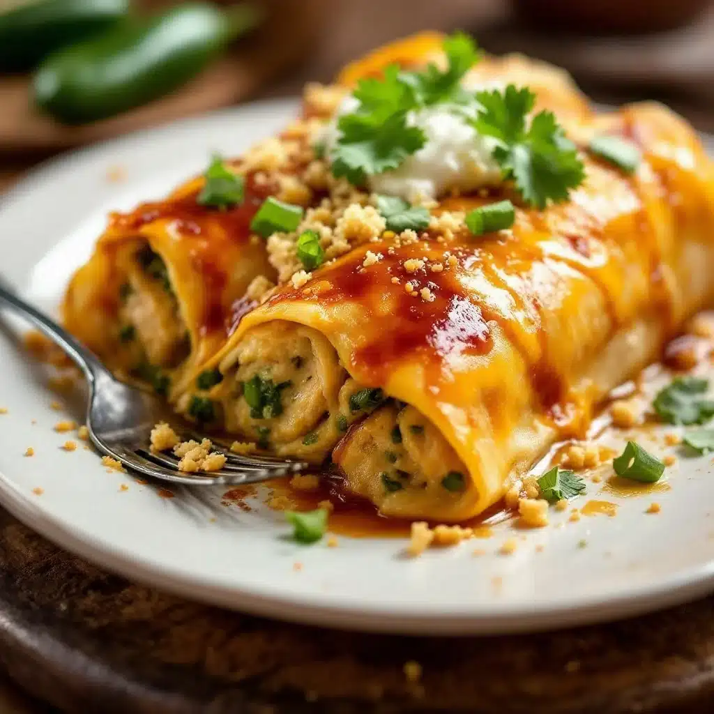 creamy hatch green chile chicken enchiladas - featured image