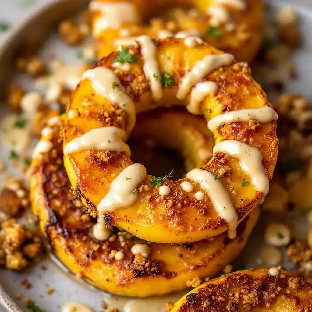 creamy maple tahini delicata squash rings preparation steps