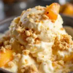 creamy no-churn peach cobbler ice cream - featured image