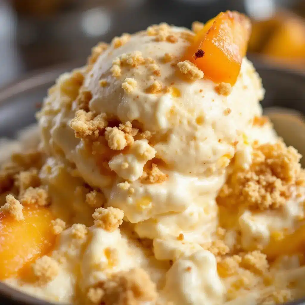 creamy no-churn peach cobbler ice cream - featured image