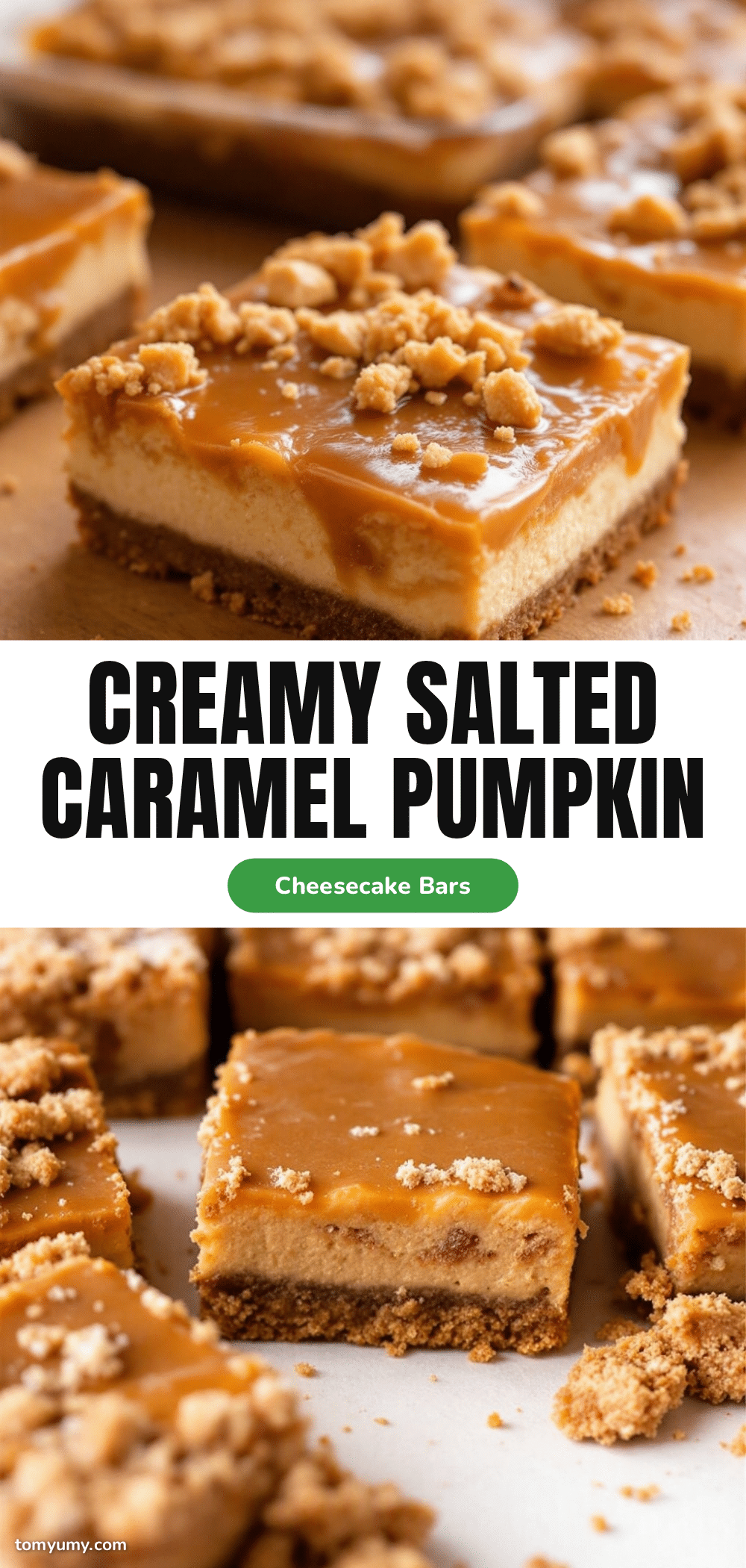 Creamy Salted Caramel Pumpkin Cheesecake Bars recipe