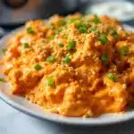 creamy slow cooker buffalo chicken dip - featured image
