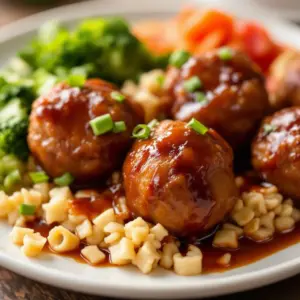 crispy air fryer teriyaki meatballs - featured image