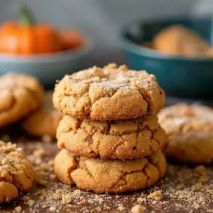 crispy brown butter pumpkin snickerdoodle cookies - featured image