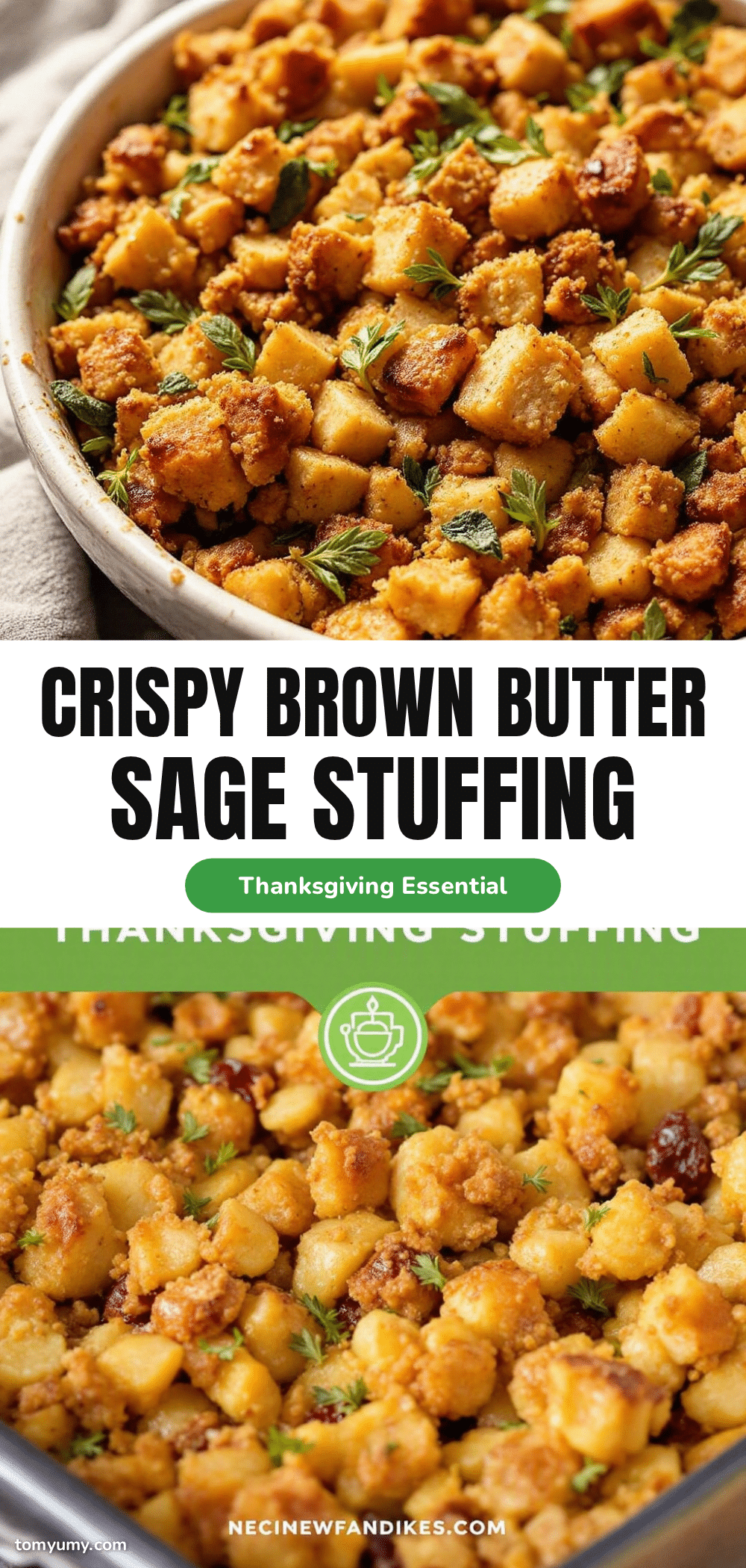 Crispy Brown Butter Sage Stuffing recipe
