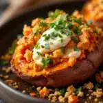 Crispy Buffalo Chicken Stuffed Sweet Potatoes - featured image