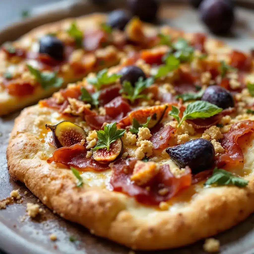 crispy fig and prosciutto flatbread preparation steps