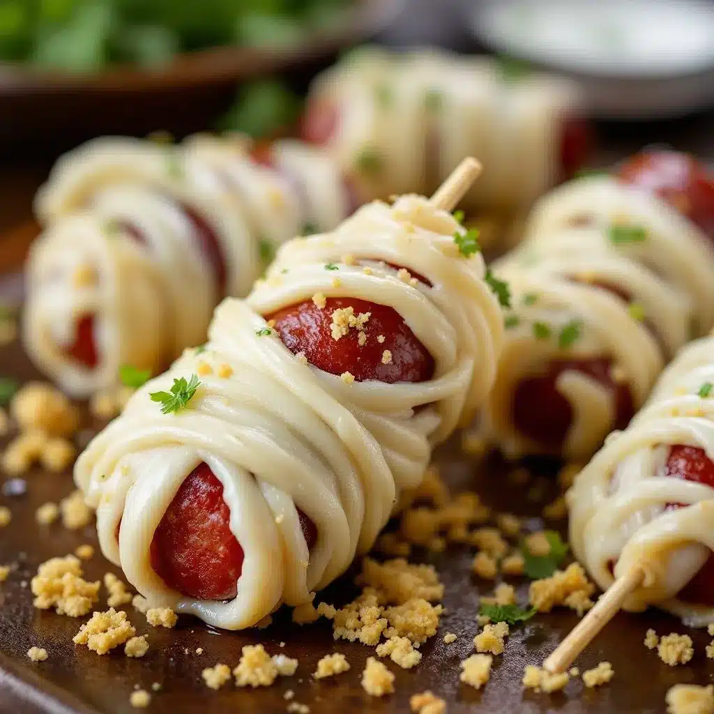 crispy mummy-wrapped sausage preparation steps