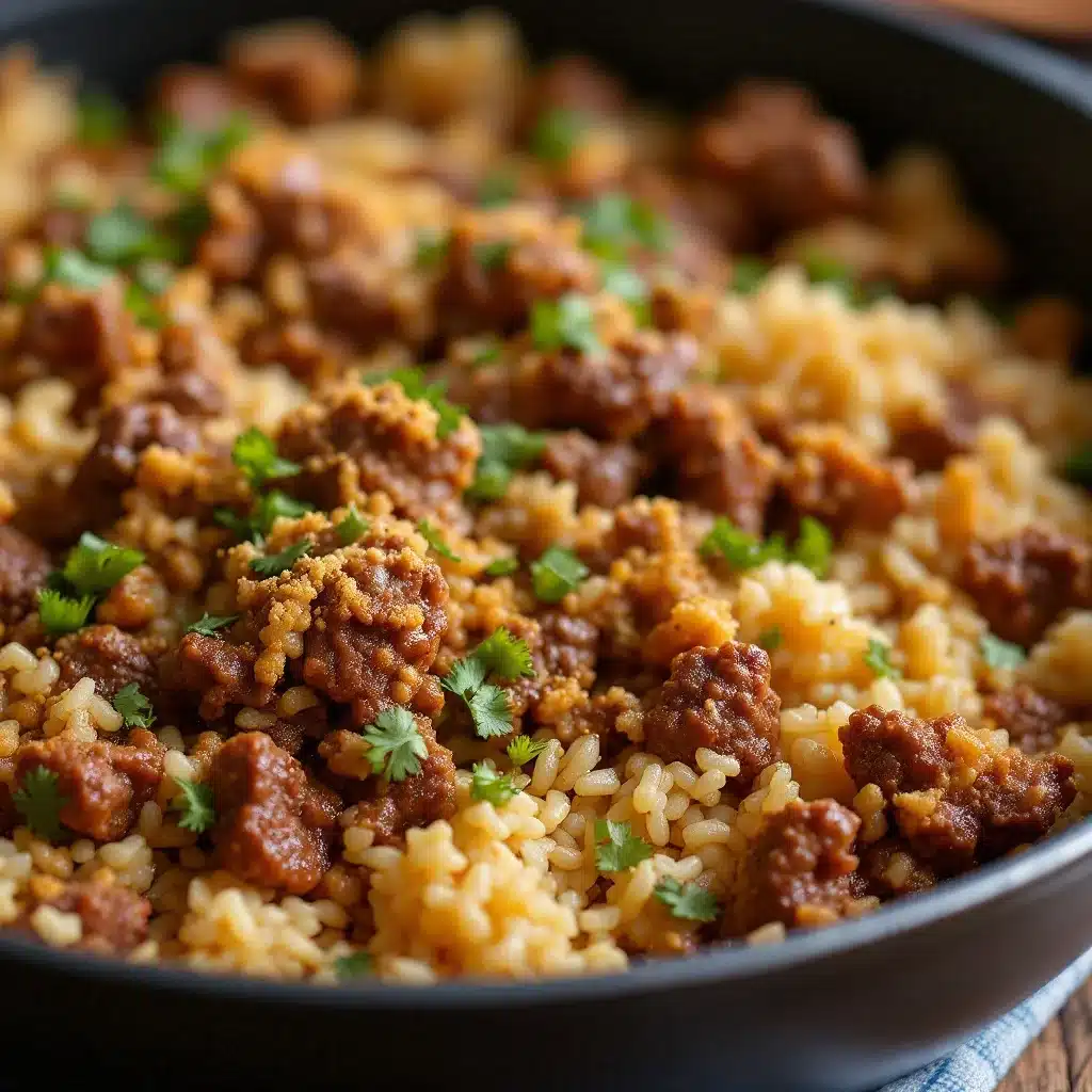 easy ground beef and rice skillet - featured image