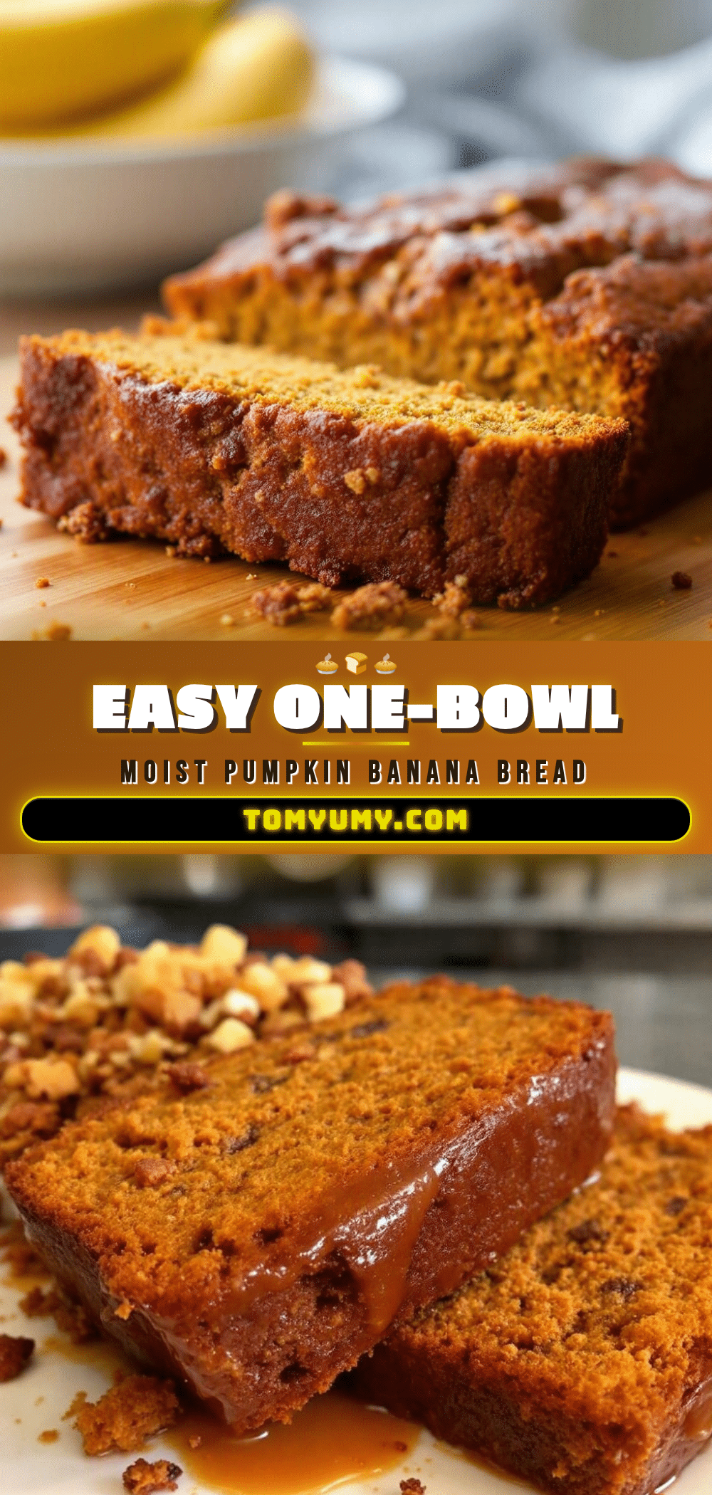 Easy One-Bowl Moist Pumpkin Banana Bread recipe