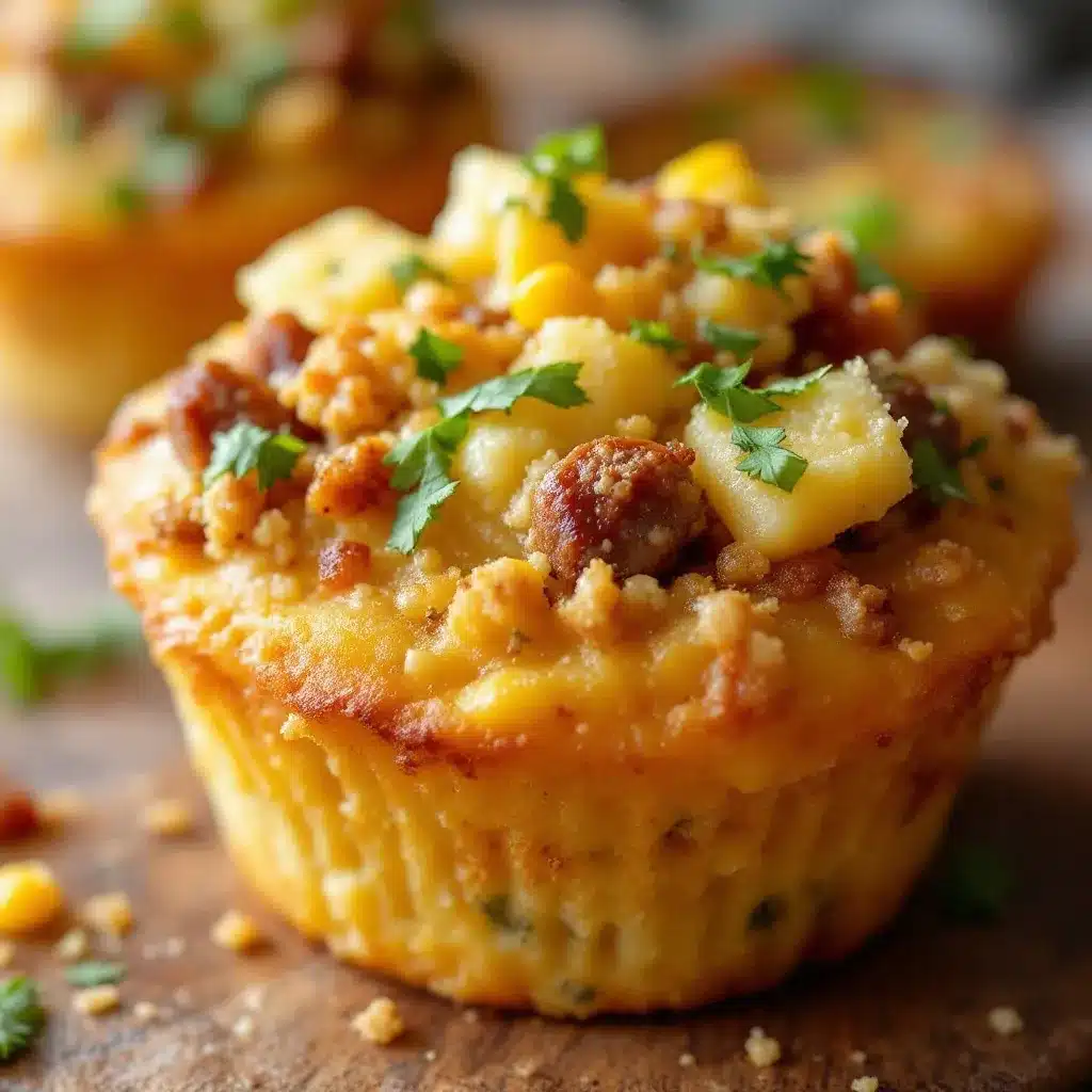 Easy Sausage & Cornbread Stuffing Muffins preparation steps