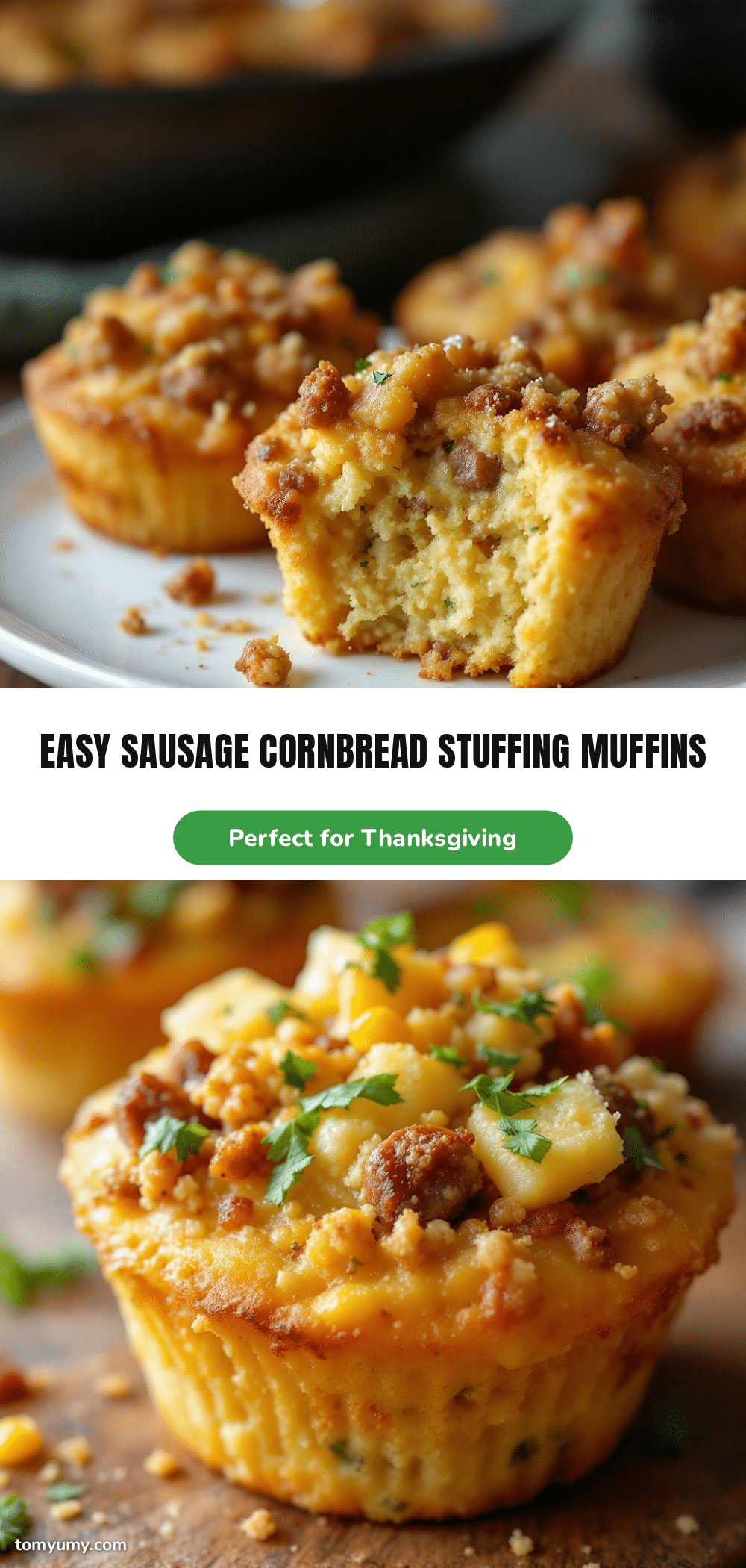 Easy Sausage & Cornbread Stuffing Muffins recipe