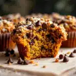 easy soft pumpkin streusel muffins - featured image