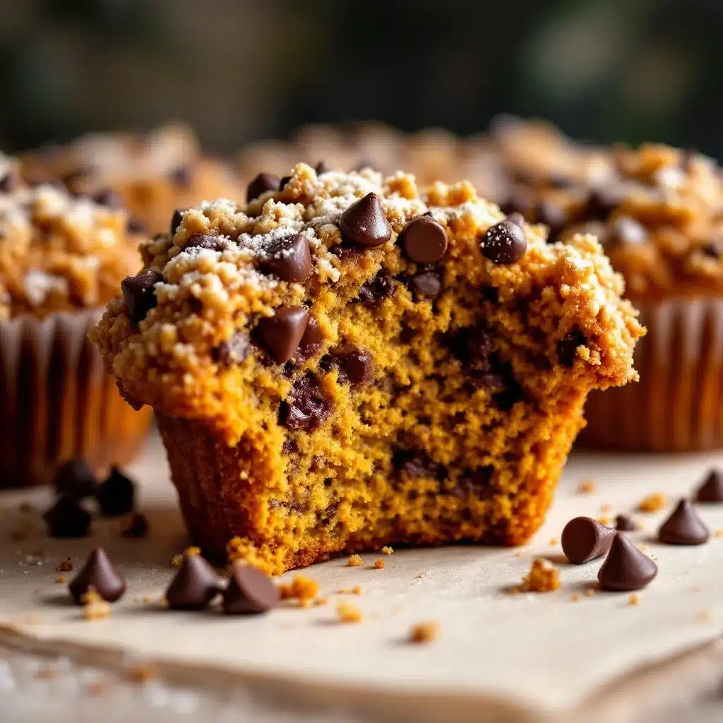 easy soft pumpkin streusel muffins - featured image