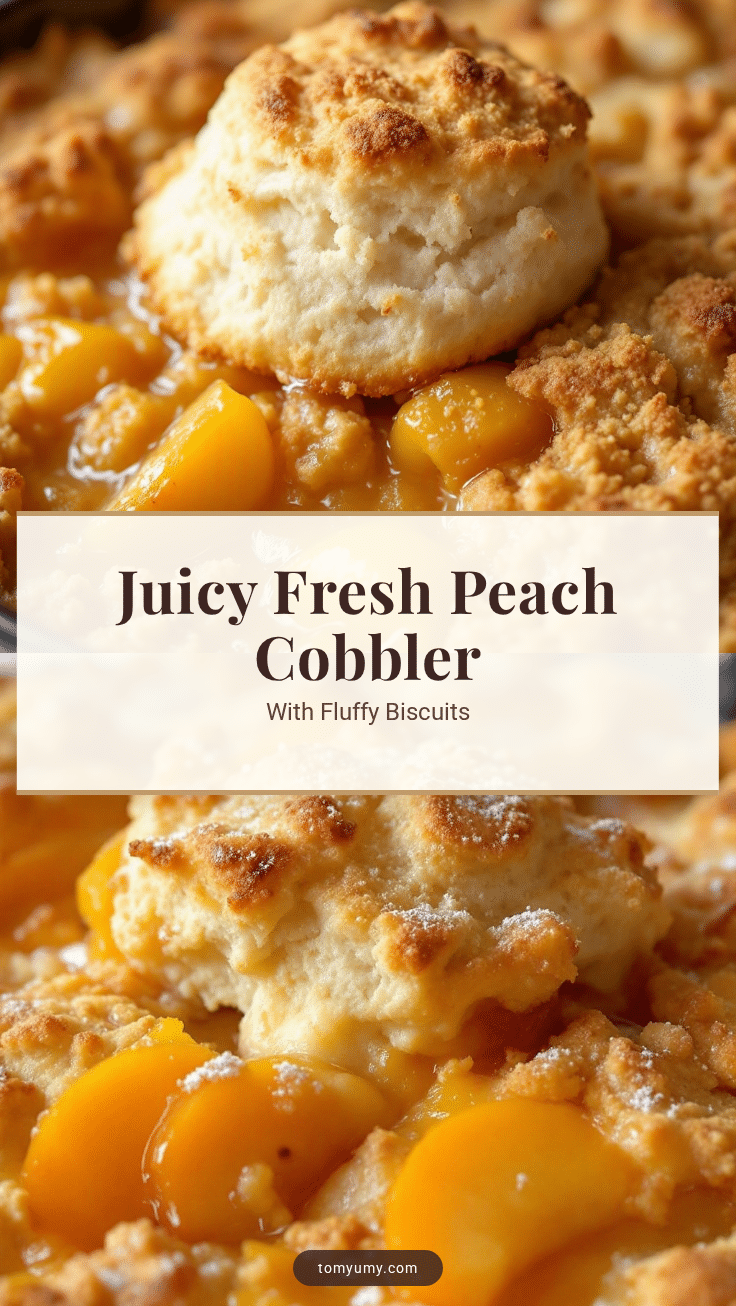 Fluffy Fresh Peach Cobbler with Buttermilk Biscuits recipe