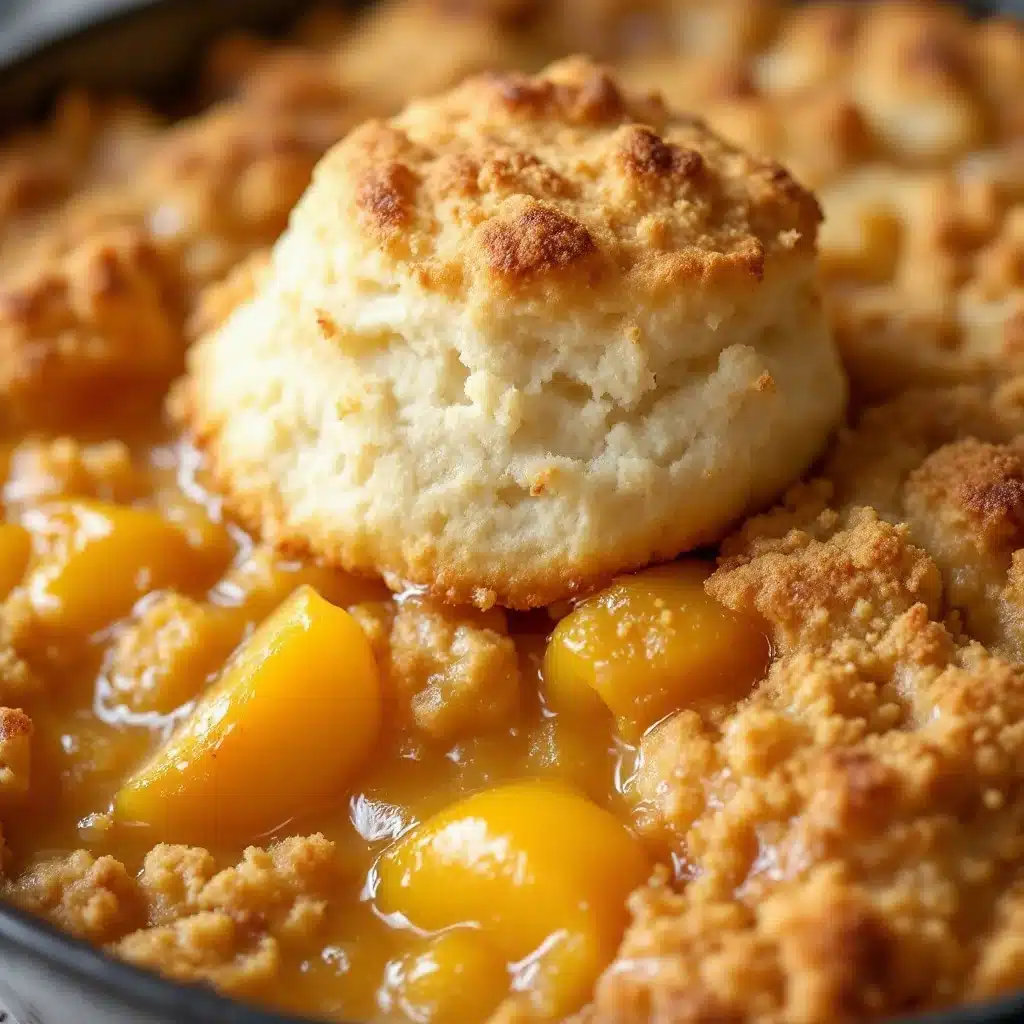 Fluffy Fresh Peach Cobbler with Buttermilk Biscuits - featured image