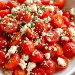 fresh marinated cherry tomato salad with feta - featured image